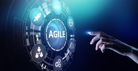 Agile development methodology concept on virtual screen