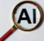 magnifying glass hovering over the letters "AI"