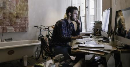 employee working on computer from home