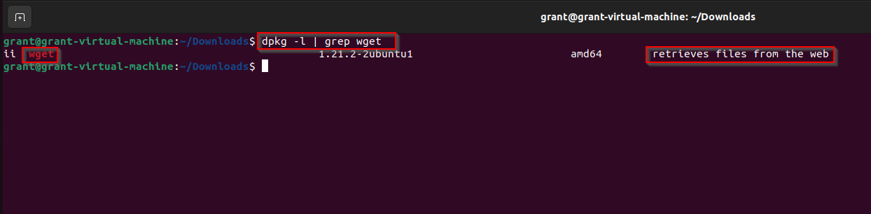 dpkg wget | grep wget command example